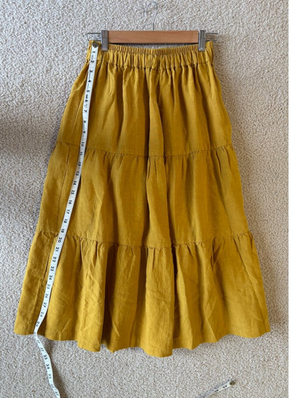 Tiered Cotton Skirt Mustard Size Small